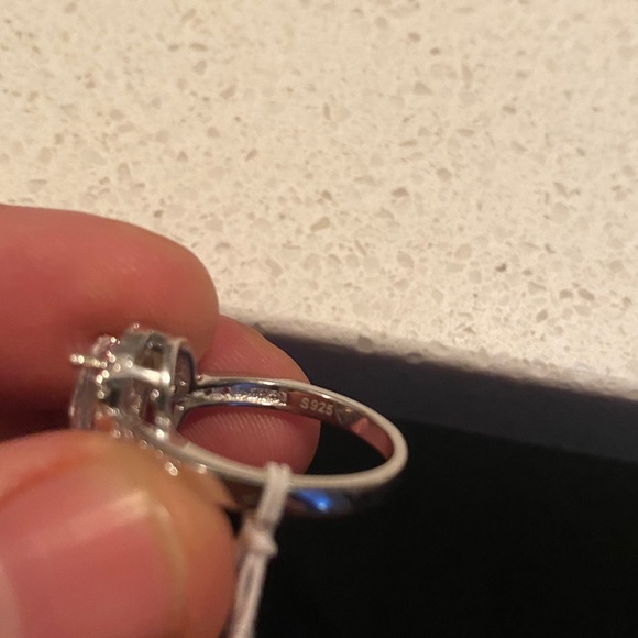 New Halo Pear Austrian Crystal Ring with Single Half Row Pave Engagement Ring - Picture 3 of 12